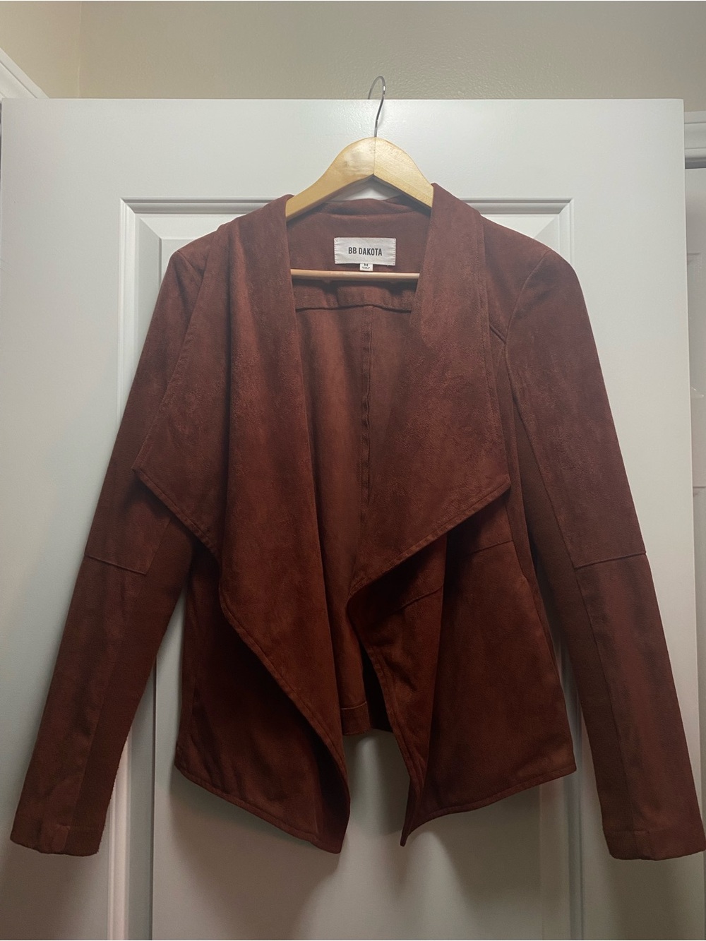 BB Dakota Open Drape Faux Suede Maroon Sweater Jacket M
